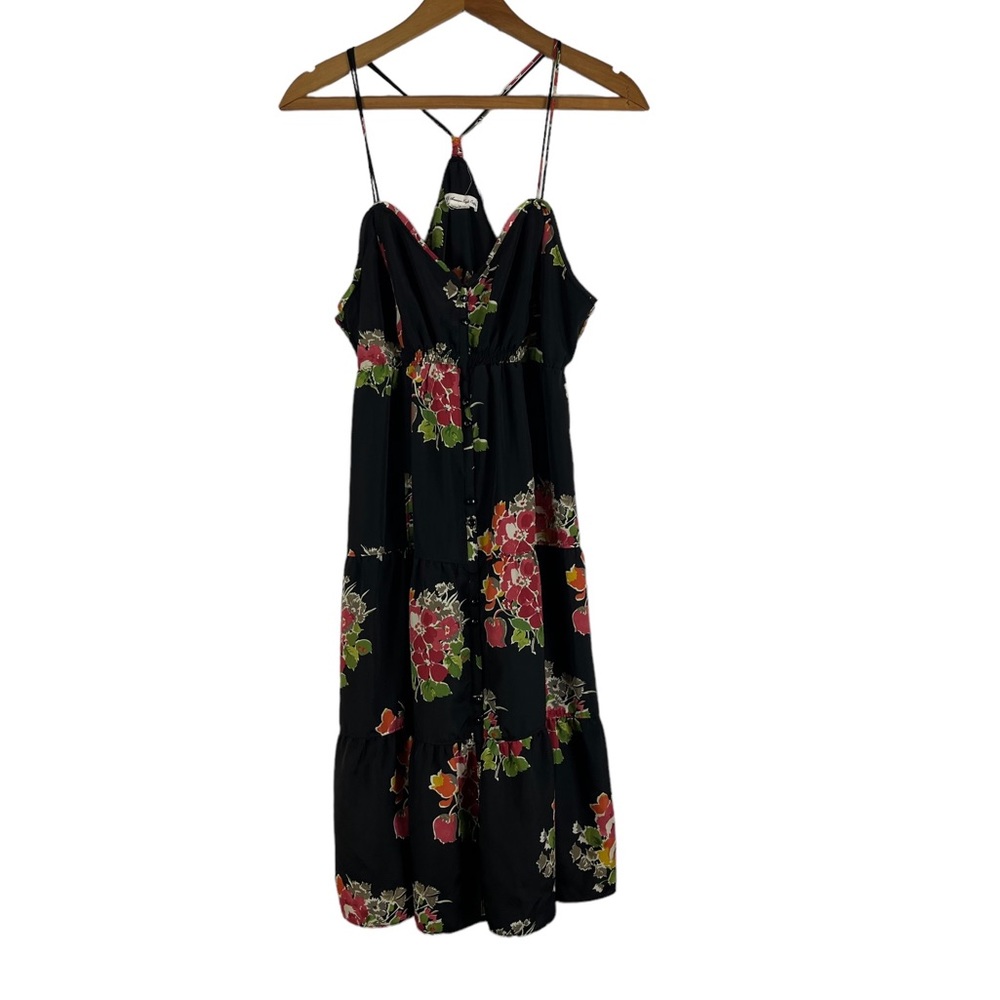 American Eagle Outfitters Black Red Floral Print Mini Dress Sleeveless 14